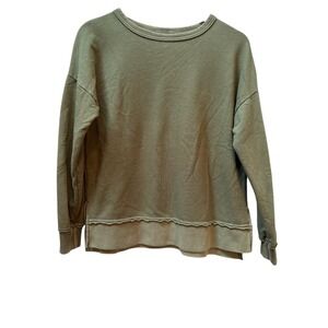 Buffalo David Bitton Olive‎ Green Distressed Hem Crewneck Sweatshirt XS